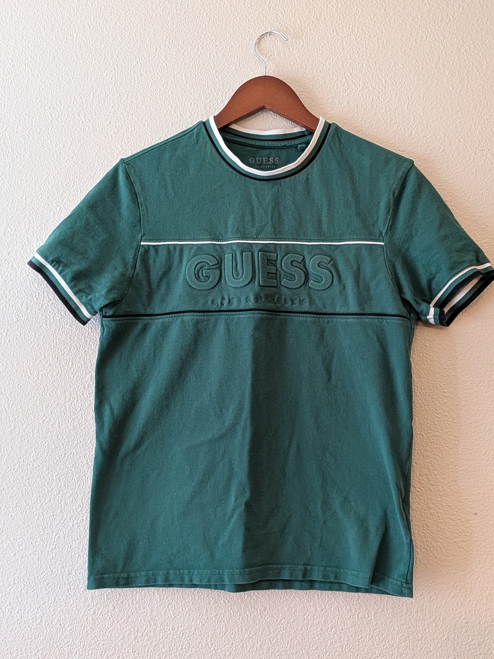 GUESS Men’s Forest Green Logo Ringer T-Shirt